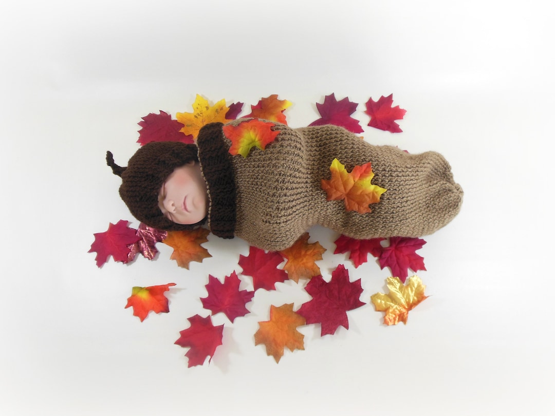 Baby Acorn Costume, Acorn Infant Cocoon or Hat, Acorn Baby Sleep Sack