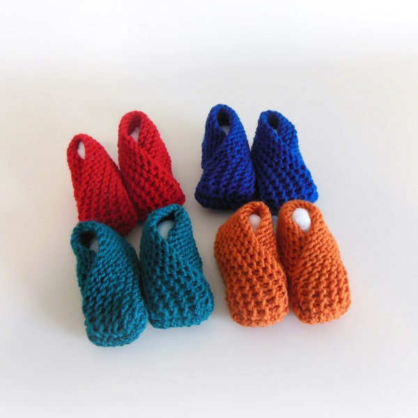 RTS Knit 0-3mth Infant Crossover Booties, Infant Slippers, Baby Socks, Baby Shoes in Red, Royal Blue, Teal, Carrot Orange