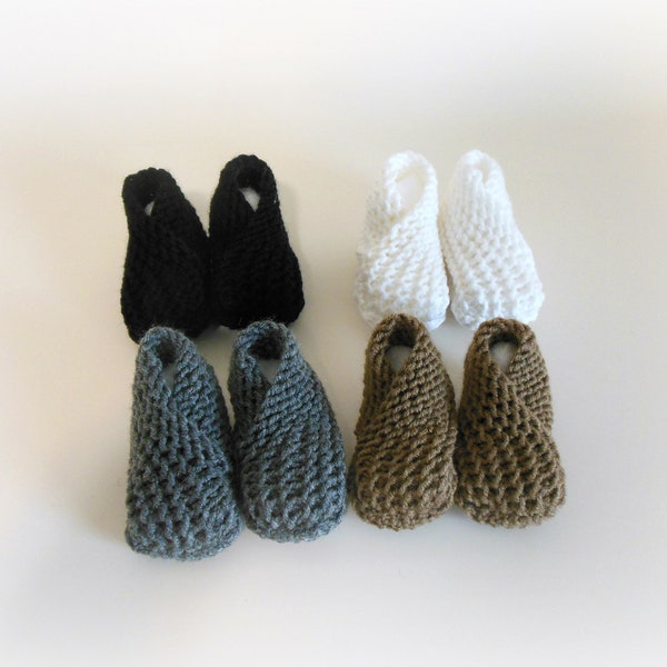 RTS Knit 0-3mth Infant Crossover Booties, Baby Slippers, Baby Socks, Infant Shoes in Black, White, Gray, or Brown