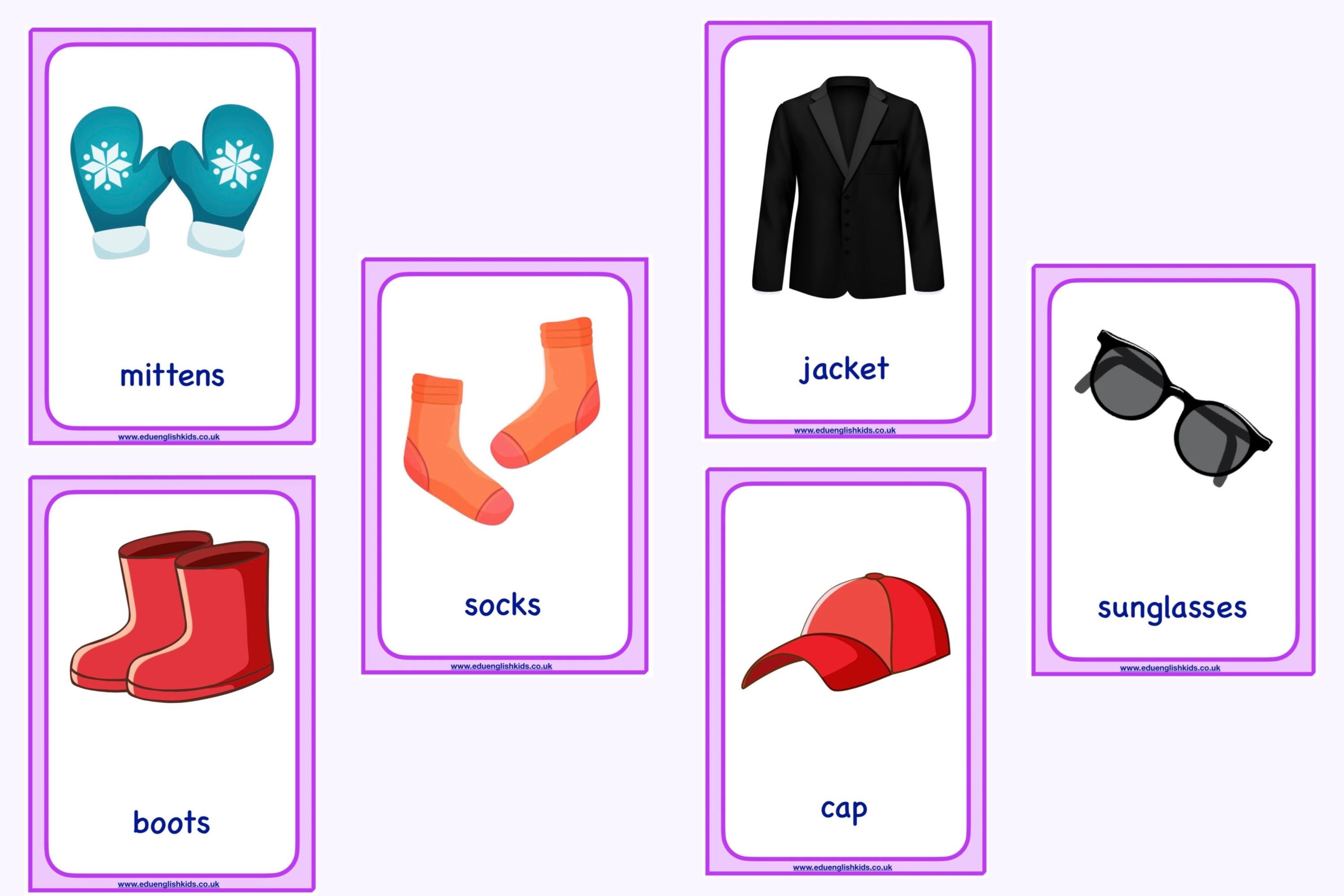 Clothes Flashcards for Kids | Clothing Vocabulary Cards | ESL English ...