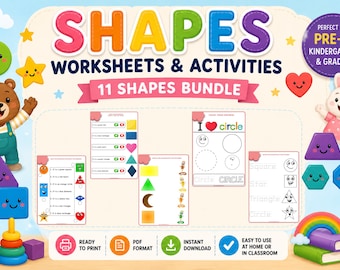 Shapes Worksheets & Activities | 11 Shapes Preschool Learning Bundle