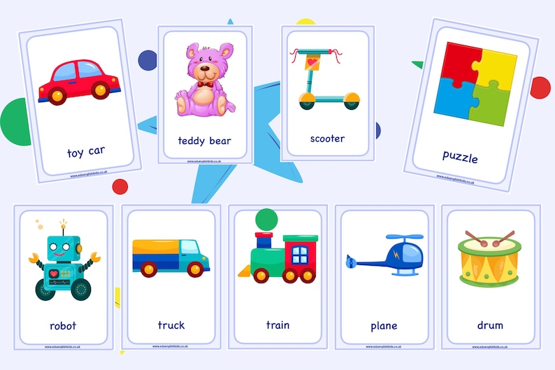 Toys Flashcards for Kids | Printable Toy Vocabulary Cards | ESL English ...