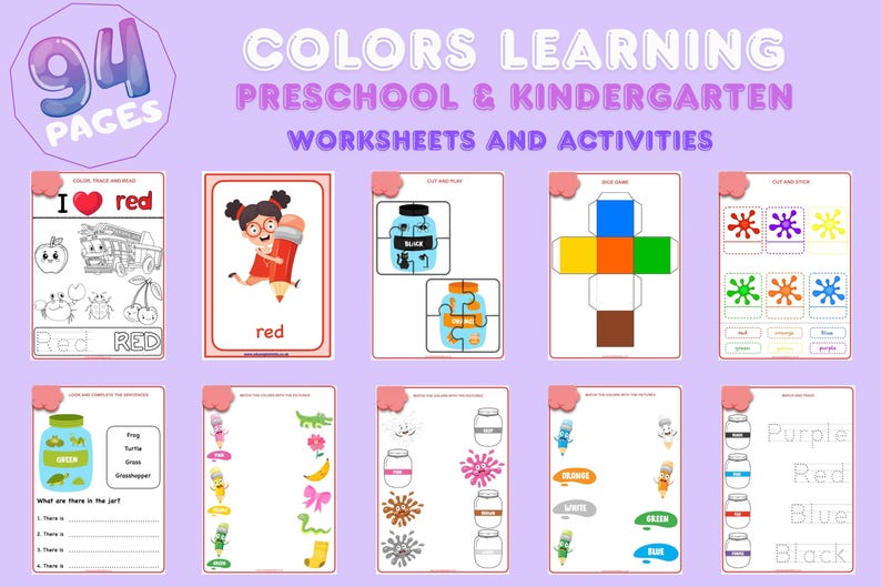 Colors Learning Worksheets – Preschool & Kindergarten (94 Printable ...