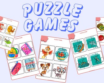 Druckbare Kinder Puzzle Spiel | Farben, Formen, Tiere (PDF)