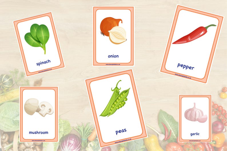Vegetables Flashcards for Kids | Printable Cards | Preschool ...
