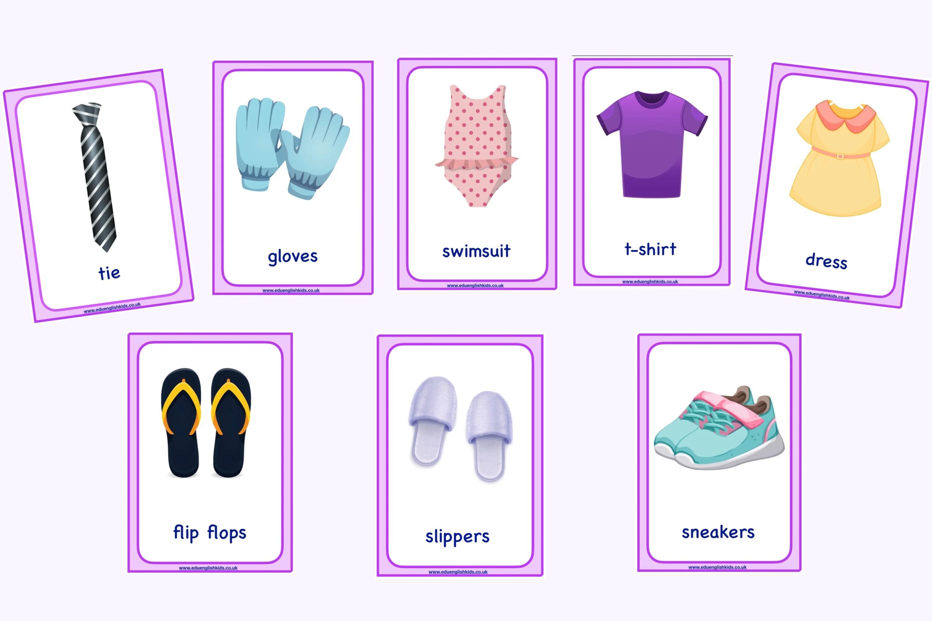 Clothes Flashcards for Kids | Clothing Vocabulary Cards | ESL English ...