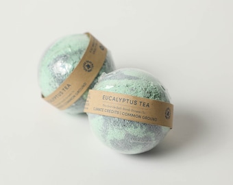Eucalyptus Tea Bath Bomb, Donates to Common Ground Relief, Coastal Climate Credits, all-natural, extra large soothing and moisturizing