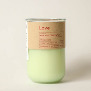 LOVE, Candle that gives to World Wildlife Fund, Koala Recovery, Honeysuckle Scent image 3