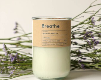 B R E A T H E Candle, gives back to Mental Health, Lavender Scent