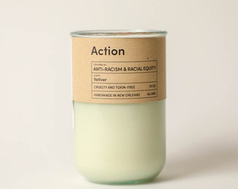 ACTION Candle, gives to Racial Equity, Vetiver Scent