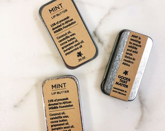 MINT Lip Butter - Vegan, gives to African Wildlife Foundation