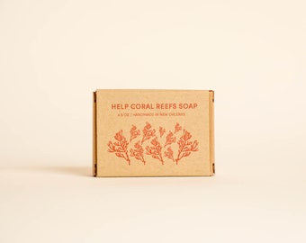 Help Coral Reefs Bar Soap, handmade soap gives to The Coral Restoration Foundation, lush patchouli spearmint bar