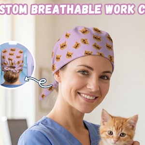 Custom Personalized Scrub Cap with Faces:  Photos Medical Hat, Gift for Nurse,