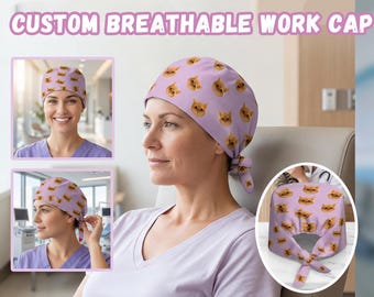 Custom Personalized Scrub Cap with Photos :  Face Medical Hat, Gift for Nurse