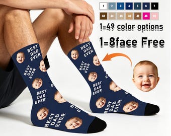 Best Dad Ever Socks, Socks with Custom Photo and Text for Father's Day, Custom Baby Photo Socks, Gift for Dad, Personalized Baby Face Socks