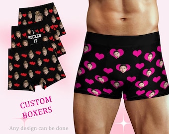 Cuecas boxer personalizadas com foto, 100% algodão, ideal para presentear namorado, marido ou pessoa amada.