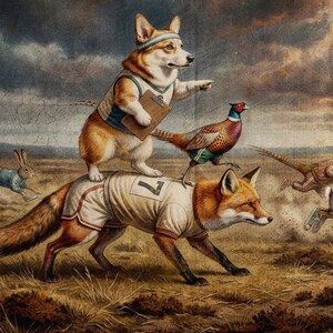 Corgis Cross Country Kunst, lustiges Fuchsrennen Poster, personalisiertes Hundegeschenk