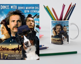 Art Dances with Bernese Mountain Dog Movie Poster Print Berner Dog Gifts Ad (GALLERY WRAP Canvas, Fine Art Print, Mug)