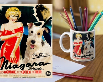 Gifts Wire Fox Terrier and Marilyn Monroe in Niagara Art Movie Poster CANVAS Print Fox Dog Ad (GALLERY WRAP Canvas, Fine Art Print, Mug)