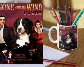 Bernese Mountain Dog Art Gone with the Wind Movie Poster Print Berner Dog Gifts Ad (GALLERY WRAP Canvas, Fine Art Print, Mug)