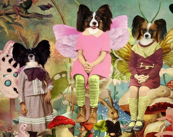 Papillon Dog Playful Art Fairyland Limited Edition Canvas Wrap Exclusive Print Whimsical Gifts for Dog Mom & Dad gifts