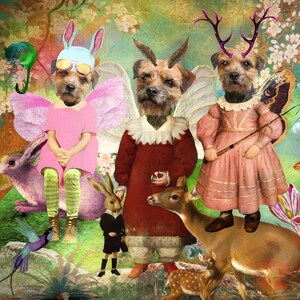 Border Terrier Art Enchanted Woodland Fantasy Limited Edition Canvas Wrap Whimsical Exclusive Print for Dog Mom & Dad gifts