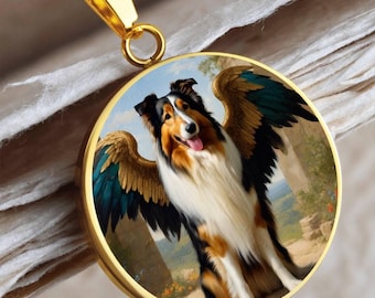Rough Collie Gift Necklace - Personalized Dog Jewelry - Custom Pet Photo Pendant - Memorial Keepsake
