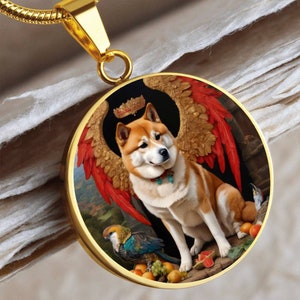 Akita Inu Angel Necklace, Japanese Akita Dog Pendant with Engraving Option, Renaissance Dog Gifts, Custom Dog Memorial Jewelry image 10