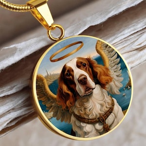 Brittany Spaniel Angel Necklace, Brittany Dog Gift, Personalized with Your Dog, Engrave Option, Renaissance Dog Memorial Pendant