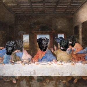 Black Labrador Last Supper Art: Renaissance Dog Canvas Print (Limited Edition), Personalized Pet Portrait image 4