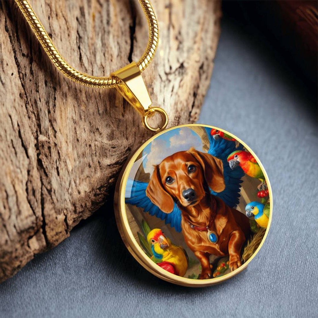 Dachshund Angel Pendant Red Sausage Dog Necklace Etsy UK