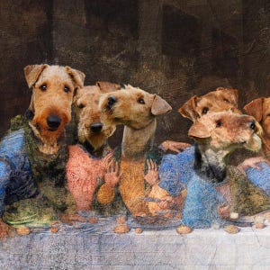 Airedale Terrier Last Supper Canvas Print: Renaissance Dog Art, Personalized Pet Portrait image 3