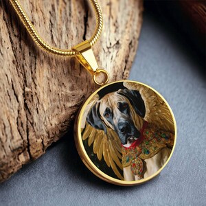 Fawn Great Dane Necklace, Renaissance Great Dane Angel Dog Pendant, Engraving Option, Dog Gifts, Custom Dog Memorial Jewelry