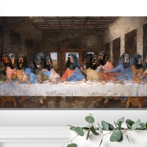 Gordon Setter LIMITED EDITION Dog Last Supper Art, Canvas Gallery Wrap, Renaissance Masterpiece Famous Print, Dog Mom & Dad gifts