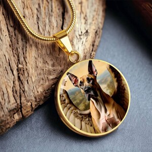 Personalized Dog Angel Necklace, Fawn Great Dane Jewelry, Great Dane Dog Angel Gifts, Engrave Option, Renaissance Dog Memorial Pendant