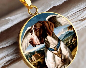 Collar con colgante de ángel de Pointer Inglés - Colgante personalizado con foto de perro - Joyería conmemorativa para mamás perrunas