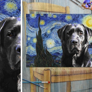 Black Labrador Retriever Art on Canvas The Starry Night Customized Print Personalized Dog Portrait for Mom Dad Perfect Gifts image 6