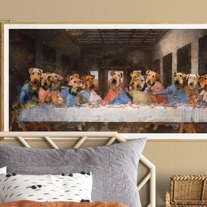 Airedale Terrier Last Supper Canvas Print: Renaissance Dog Art, Personalized Pet Portrait image 5