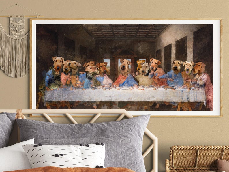 Airedale Terrier Last Supper Canvas Print: Renaissance Dog Art, Personalized Pet Portrait image 5