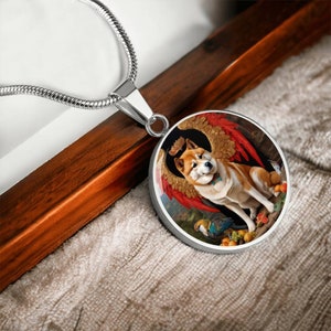 Akita Inu Angel Necklace, Japanese Akita Dog Pendant with Engraving Option, Renaissance Dog Gifts, Custom Dog Memorial Jewelry image 5