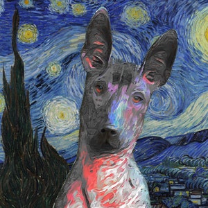 Xoloitzcuintli Print Personalized Starry Night Art of Mexican Hairless Dog Great Gift for Mom Dad  Van Gogh Style Canvas