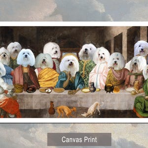 Coton de Tulear Dog Last Supper Art: Renaissance Masterpiece Print, Personalized Pet Portrait image 7