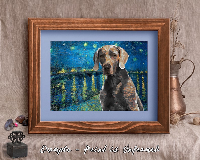 Weimaraner Art CANVAS Starry Night over the Rhone Van Gogh Customized Weimaraner Print and Mug Personalized Dog Portrait Mom & Dad gifts image 4