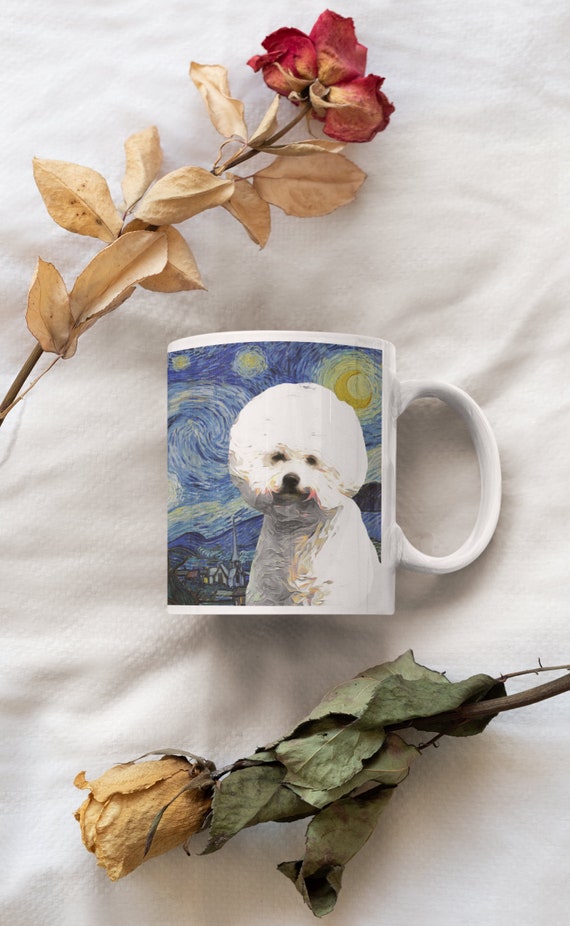 Bichon Frise Art Starry Night Print Personalized Dog Gifts for Mom