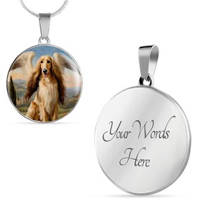 Afghan Hound Angel Necklace, Dog Pendant with Engraving Option, Renaissance Dog Gifts, Custom Dog Memorial Jewelry image 10