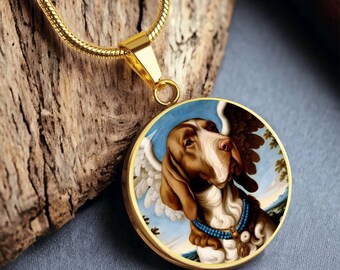 Bracco Italiano Regalo para Mamá Perruna - Collar de Perro Ángel - Colgante Conmemorativo Personalizado con Foto de Perro