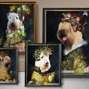 Wheaten Terrier Art, Soft Coated Wheaten  Gifts, Four Seasons Arcimboldo, Renaissance Dog, Dog Mom & Dad gifts by Nobility Dogs