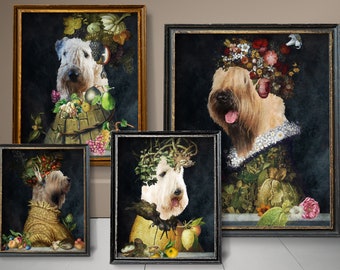 Wheaten Terrier Art, Soft Coated Wheaten  Gifts, Four Seasons Arcimboldo, Renaissance Dog, Dog Mom & Dad gifts by Nobility Dogs