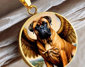 Colgante de perro ángel Bullmastiff: Collar conmemorativo personalizado