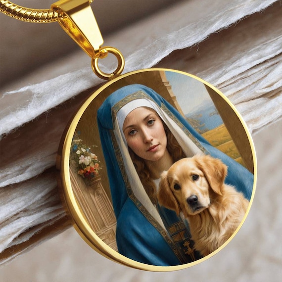 Golden Retriever Dog Pendant Golden Retriever Virgin Mary and